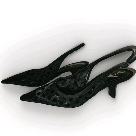 New! Sam Edelman Bianka Polka Dot Mesh Slingback Pointed Toe Black Size 7.5 $140 - Picture 2 of 11